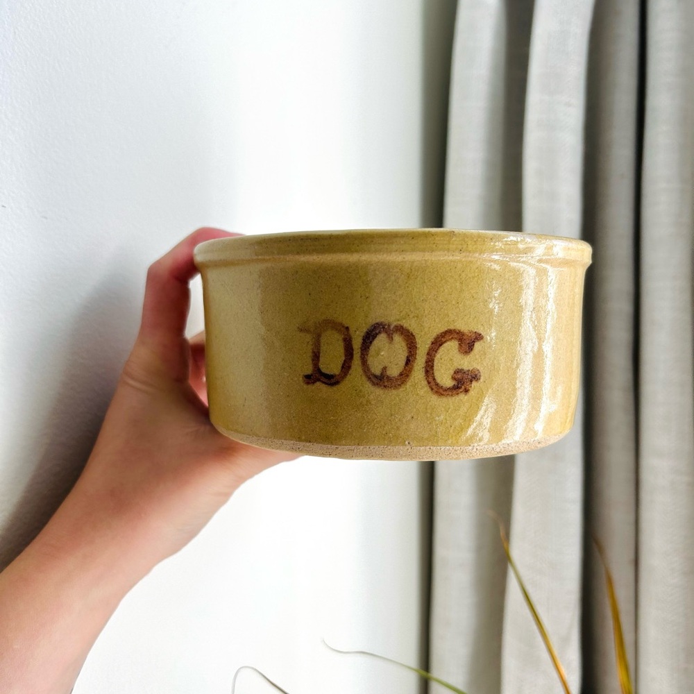 Vintage Stoneware Mid Century Robinson Ransbottom Roseville Dog Bowl